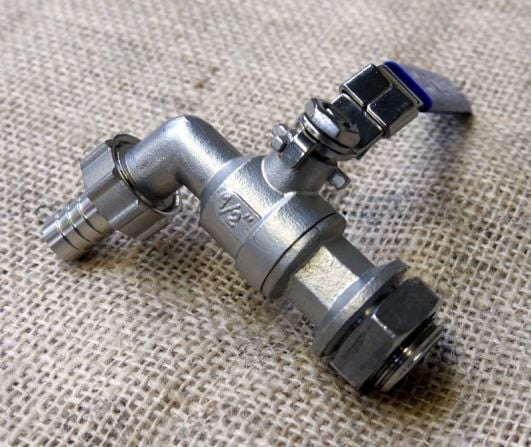 1/2 inch BSP Stainless Ball Valve Assembly with 13mm Barb