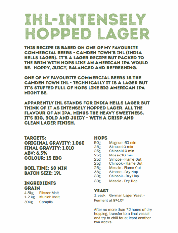 JF IHL Lager Recipe