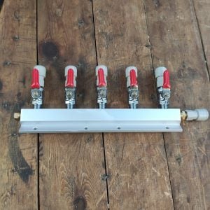 5 Way Manifold Gas Line Splitter with Check Valves - 3/8 John Guest connections