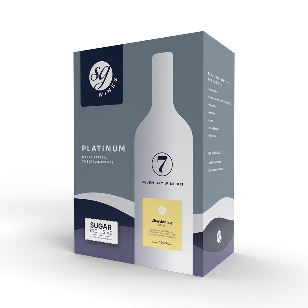 SG Wines Platinum Chardonnay Wine Kit 30 Bottle (23L)