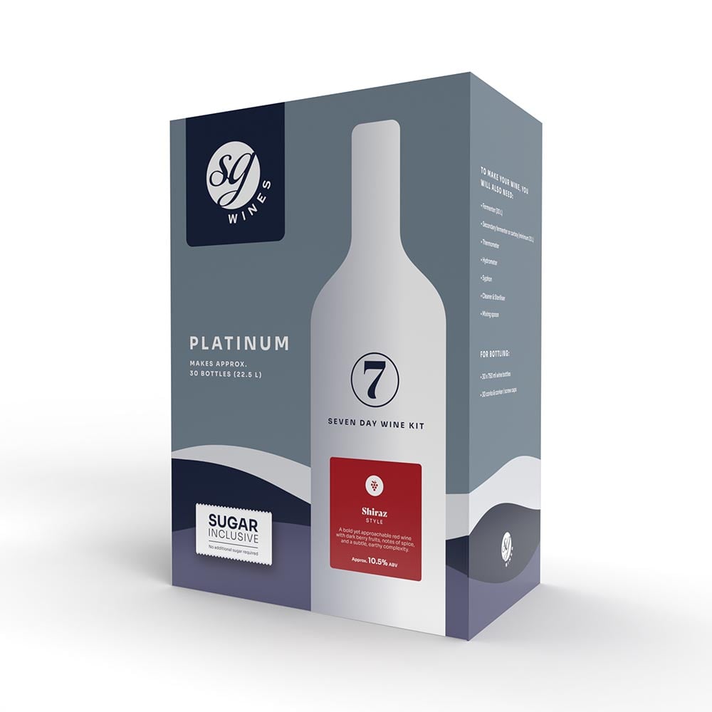 SG Wines Platinum Shiraz Wine Kit 30 Bottle (23L)