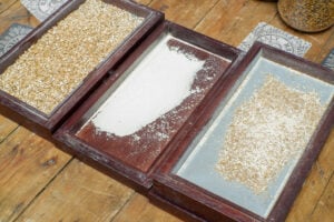 Crushed malt showing flour and husk