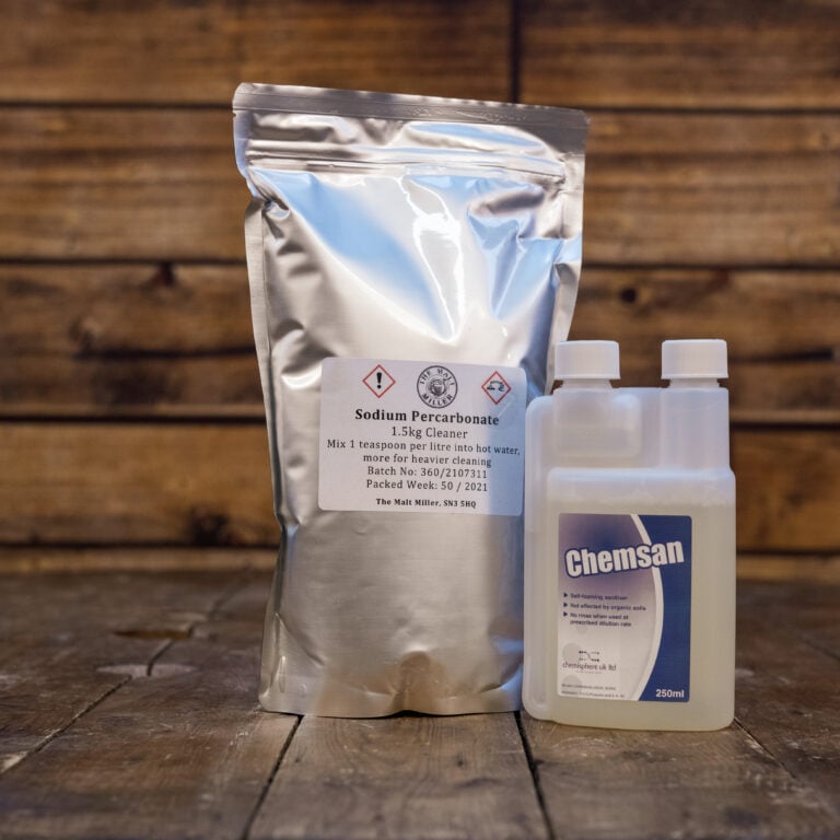 Sodium Percarbonate Cleaner 1.5kg and Chemsan No Rinse Sanitiser 250ml