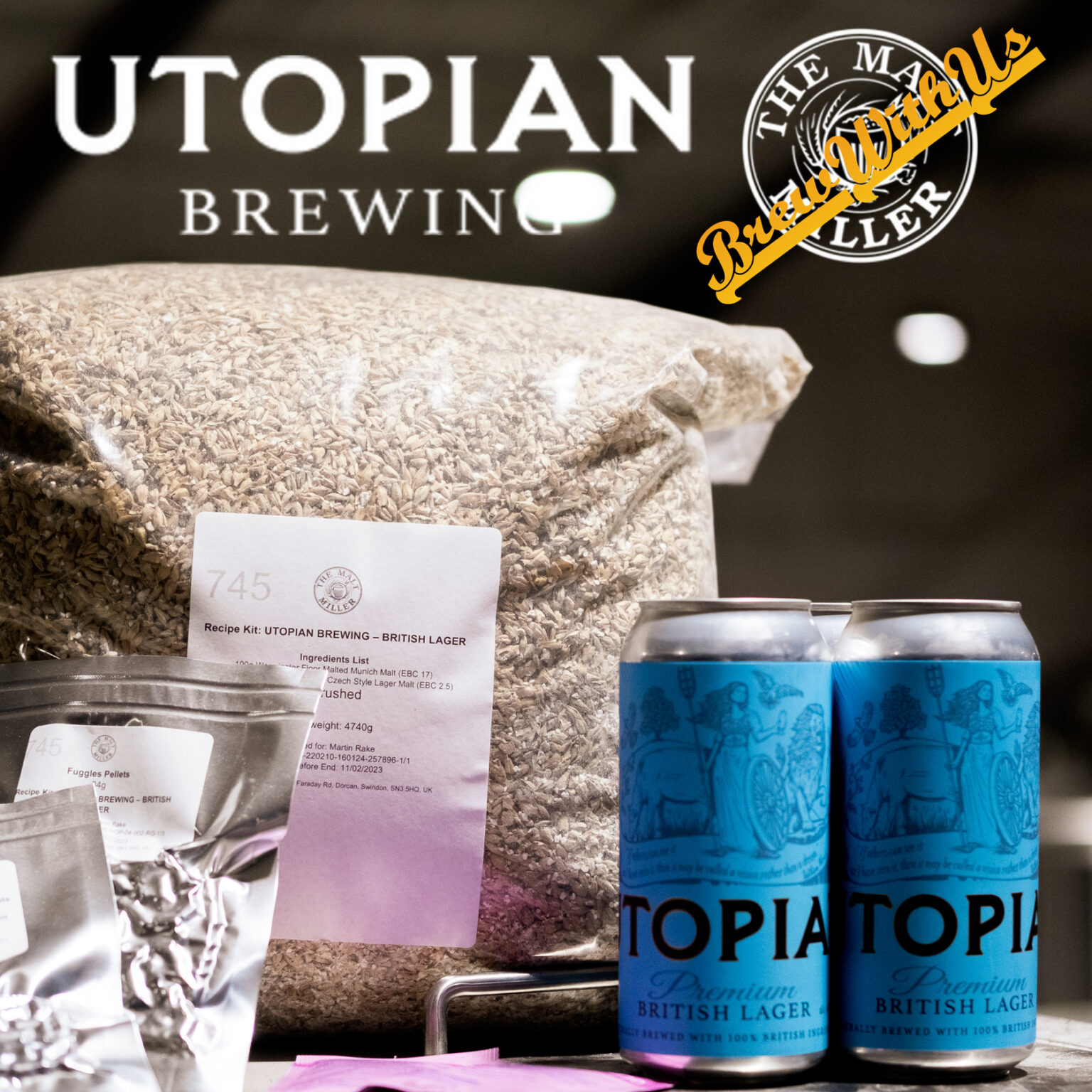 UTOPIAN BREWING PREMIUM BRITISH LAGER All Grain Kit Including 2