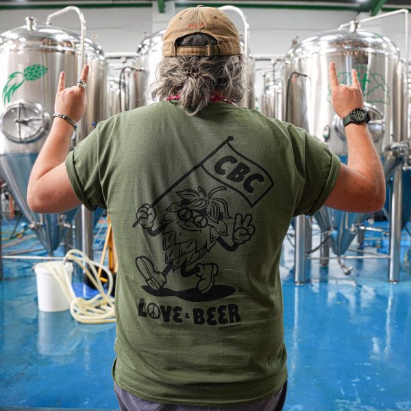 Love and beer green tee square back