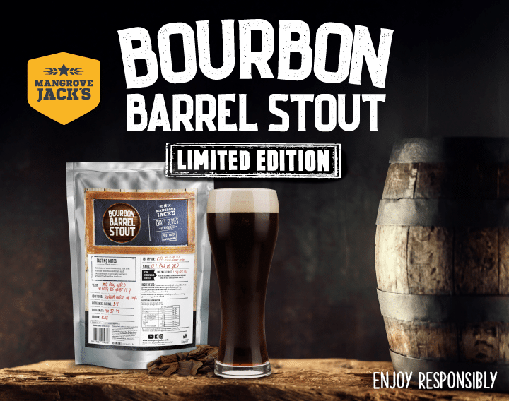 Mangrove Jacks Bourbon Barrel Stout - The Malt Miller Barrel Aged Stout Extract Beer Kit Mangrove Jacks