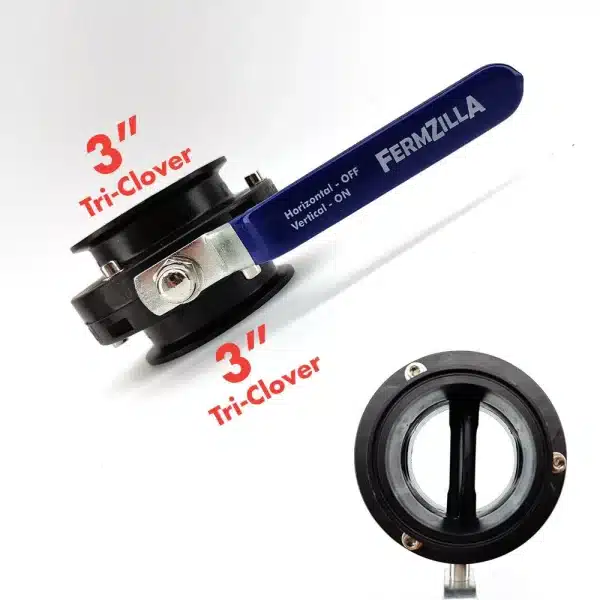 3 Inch TC x 3 Inch TC FermZilla Butterfly Valve Assembly
