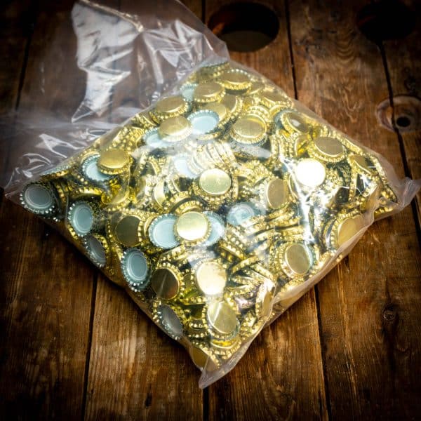 1000 x Crown Caps Gold - 26mm Bottle Caps With Oxygen-Scavenging Liner