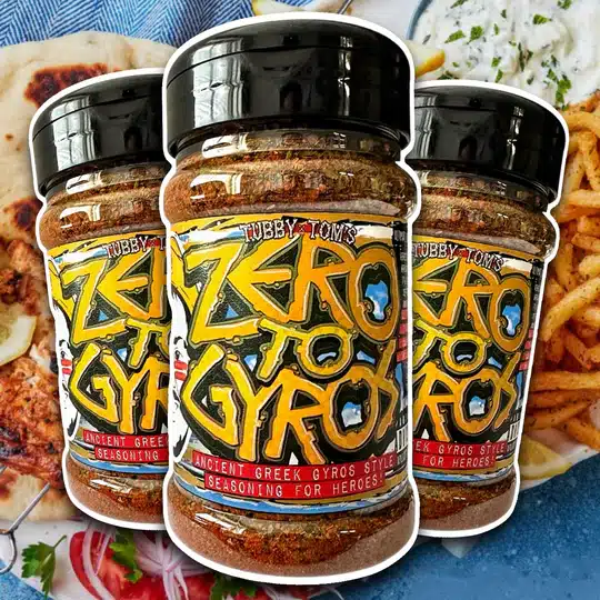 Tubby Toms Zero to Gyros – Ancient Greek Gyros Seasoning 170g Greek-style seasoning with herbs, garlic and warming spices. Tubby Toms Zero to Gyros delivers bold Mediterranean flavour for chicken, veg and classic gyros. Description What It Is / Who It’s For Tubby Toms Zero to Gyros is a punchy Greek-inspired seasoning built to bring herby, garlicky, sun-soaked flavour to your cooking. Designed for everything from classic chicken gyros to roasted veg and salads, it’s a proper all-rounder with serious flavour. If you want to turn everyday food into something that tastes like it came straight off a Greek street food grill — this is it. Key Features & Benefits Greek-style seasoning with herbs, garlic and spice Perfect for chicken gyros, halloumi and roasted veg Balanced herby, savoury and lightly spiced profile Works as a rub, marinade or finishing seasoning Vegan friendly Supplied in a 170g pack Flavour Profile Herby: Classic Mediterranean herbs Garlic: Strong, savoury backbone Spiced: Cumin, coriander and cinnamon warmth Fresh: Light citrus notes Balanced: Savoury with gentle heat A bold, aromatic seasoning that delivers depth and freshness in equal measure. How to Use As a Rub Oil your meat, coat evenly with seasoning and leave to marinade before grilling or roasting. For Gyros Marinate chicken in yoghurt for at least 24 hours, apply seasoning, then cook and slice thinly into warm pittas with salad and sauce. As a Seasoning Sprinkle over roasted vegetables, couscous, salads or halloumi for a quick flavour boost. Best For Chicken gyros and wraps Halloumi and grilled cheese Roasted vegetables Couscous and salads BBQ and tray bakes Ingredients Sea salt, herbs, paprika, smoked coriander, smoked cumin, garlic, onion, turmeric, pepper, lemon, cinnamon, Aleppo chilli. Allergen Advice: Contains mustard and celery.